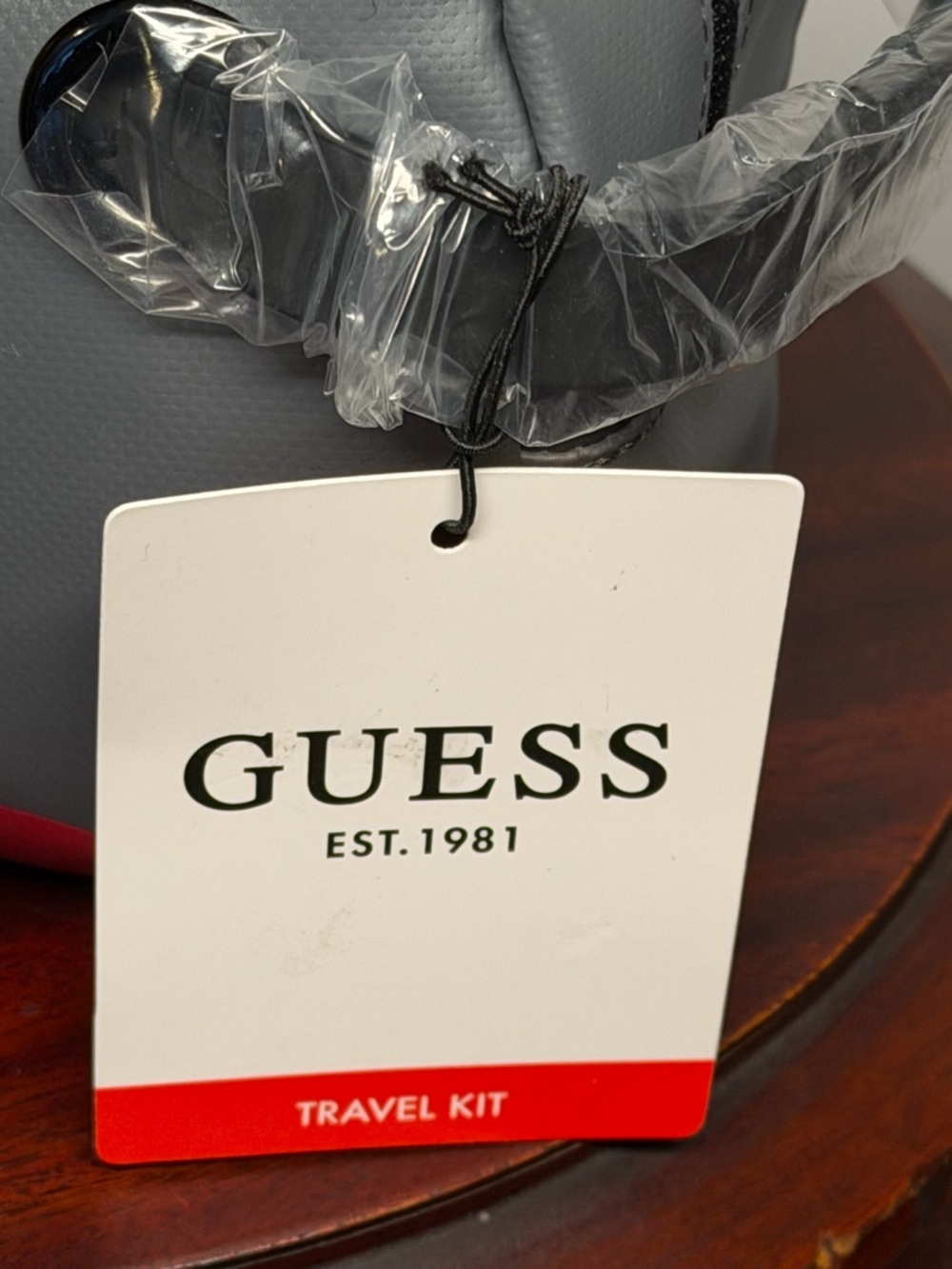 GUESS Gray and Red Men's Toiletry Bag - Picture 3 of 11